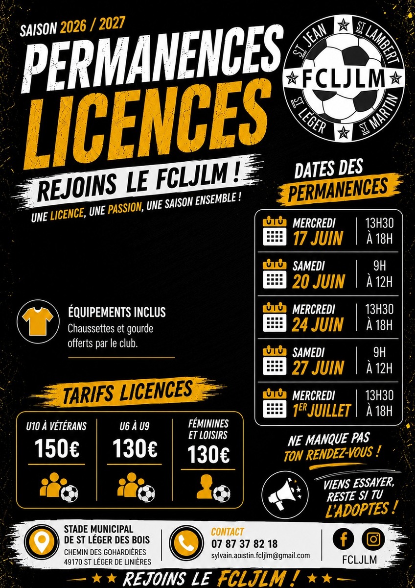 Permanences Licences - Saison 2026/2027