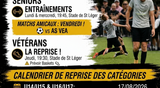 Programme entrainements de la semaine & Reprise